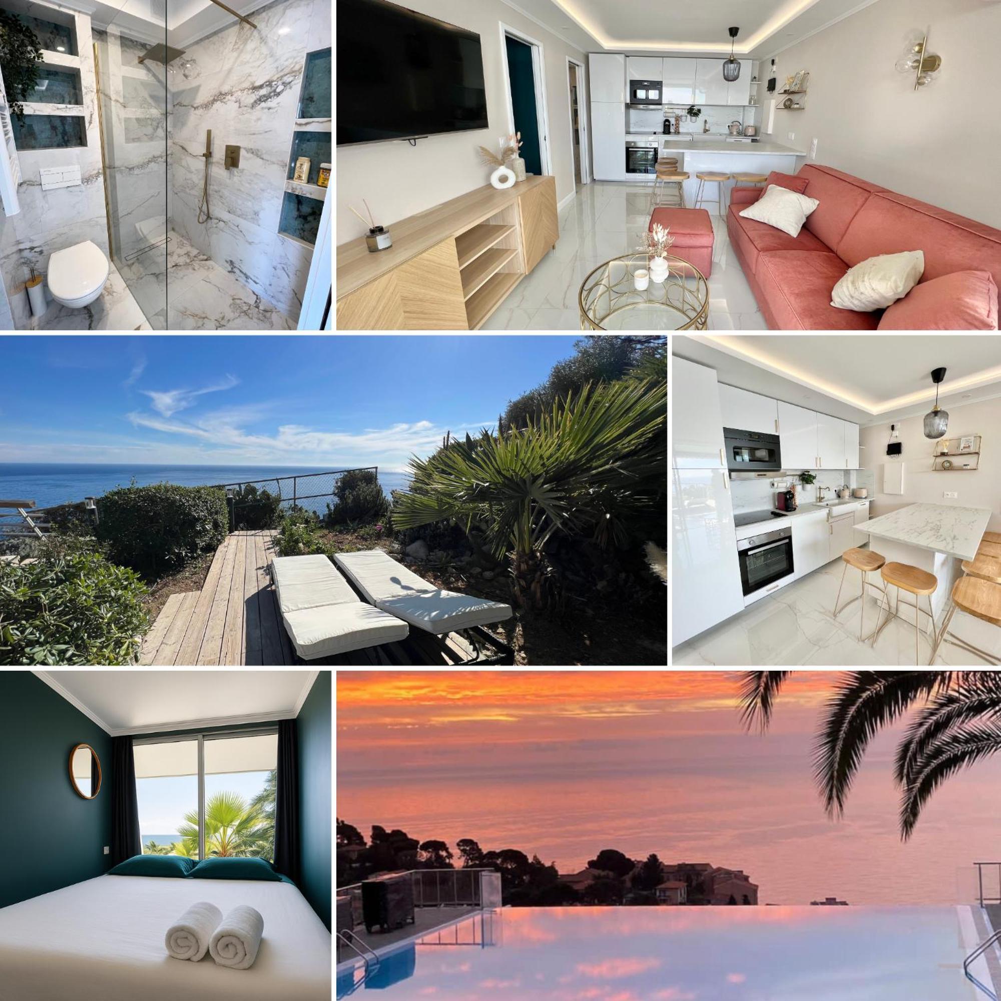 Luxueux Appartement - Vue Mer - Piscine - Free Parking - Monaco Cap-d'Ail Exterior foto